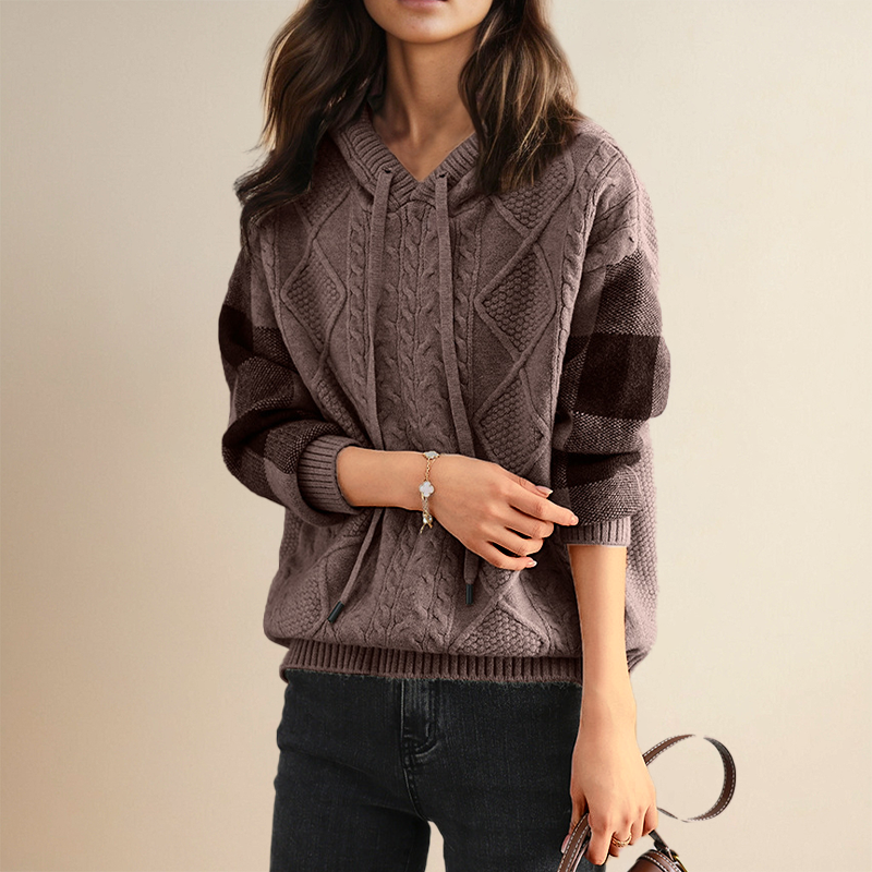 Emily | Kabelstrick Hoodie Pullover